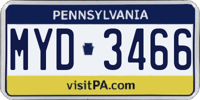 PA license plate MYD3466