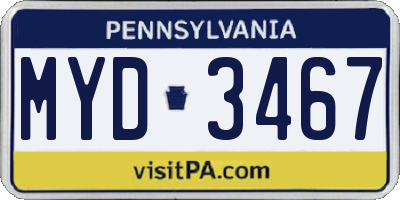 PA license plate MYD3467