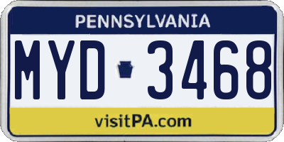 PA license plate MYD3468