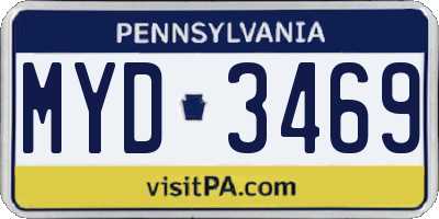 PA license plate MYD3469