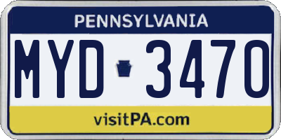 PA license plate MYD3470