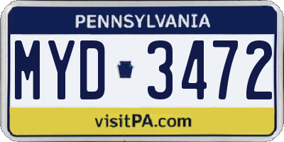 PA license plate MYD3472