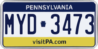 PA license plate MYD3473