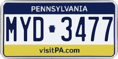 PA license plate MYD3477
