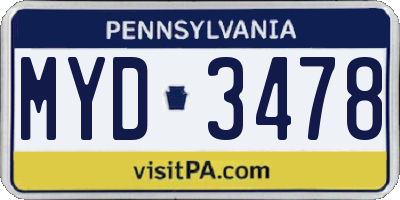 PA license plate MYD3478