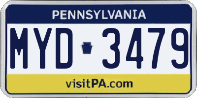 PA license plate MYD3479