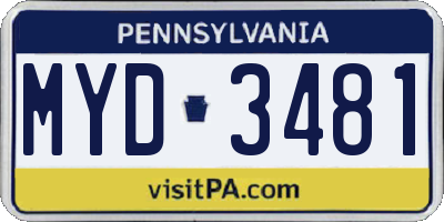 PA license plate MYD3481