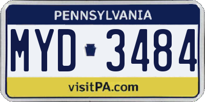 PA license plate MYD3484