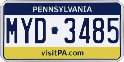 PA license plate MYD3485