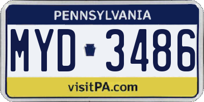 PA license plate MYD3486