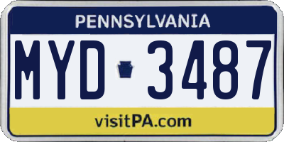 PA license plate MYD3487