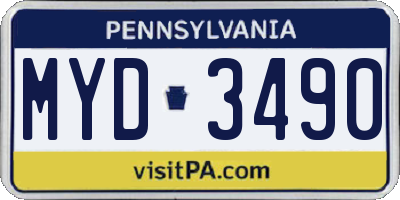 PA license plate MYD3490