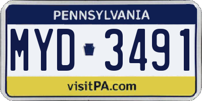 PA license plate MYD3491