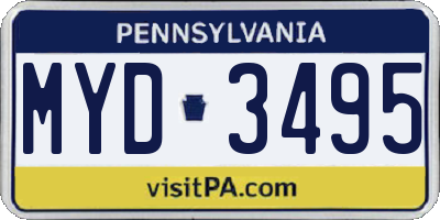 PA license plate MYD3495