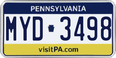 PA license plate MYD3498