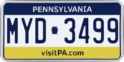 PA license plate MYD3499