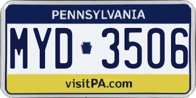 PA license plate MYD3506