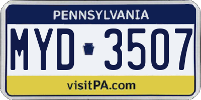 PA license plate MYD3507
