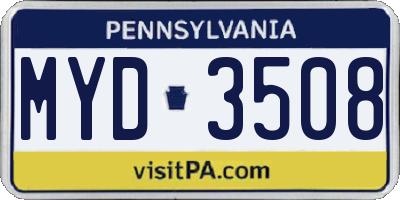 PA license plate MYD3508