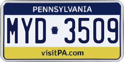PA license plate MYD3509