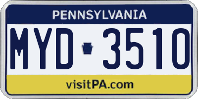 PA license plate MYD3510