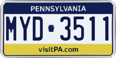 PA license plate MYD3511