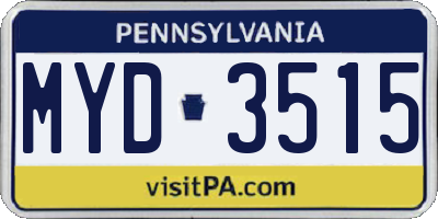 PA license plate MYD3515