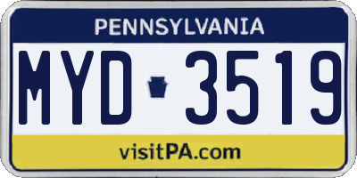 PA license plate MYD3519