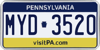 PA license plate MYD3520