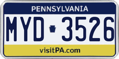 PA license plate MYD3526