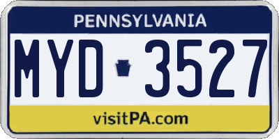 PA license plate MYD3527
