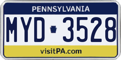 PA license plate MYD3528