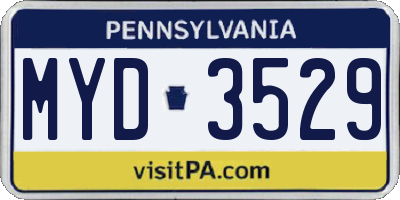 PA license plate MYD3529