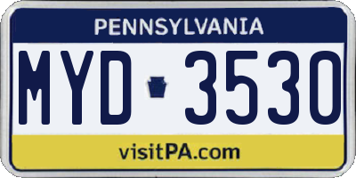 PA license plate MYD3530