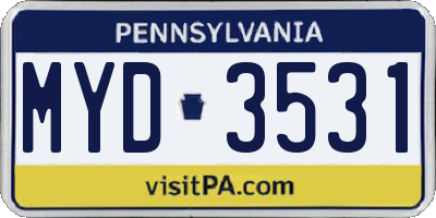 PA license plate MYD3531