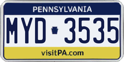 PA license plate MYD3535