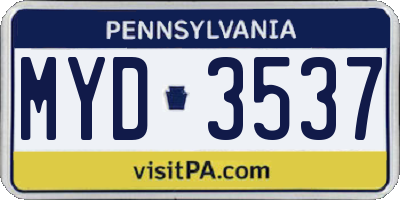 PA license plate MYD3537