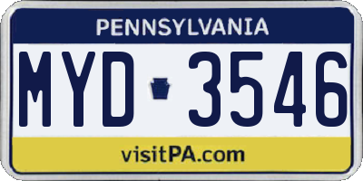 PA license plate MYD3546