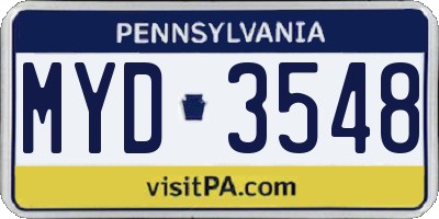 PA license plate MYD3548