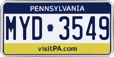 PA license plate MYD3549