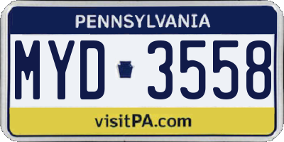 PA license plate MYD3558