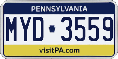 PA license plate MYD3559