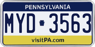 PA license plate MYD3563