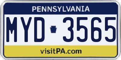 PA license plate MYD3565
