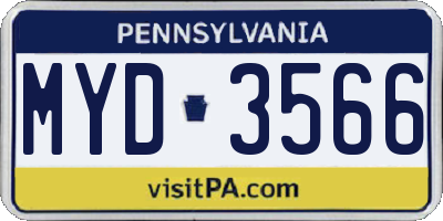 PA license plate MYD3566