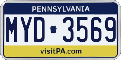 PA license plate MYD3569