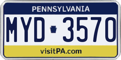 PA license plate MYD3570