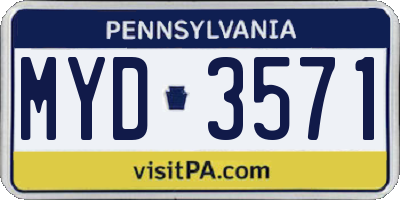 PA license plate MYD3571