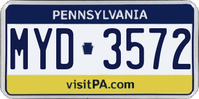 PA license plate MYD3572