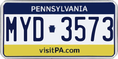 PA license plate MYD3573